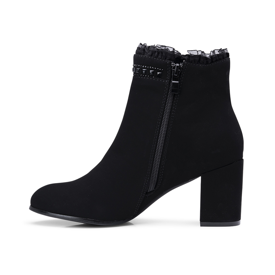 Botine elegante cu toc patrat Negre Isra