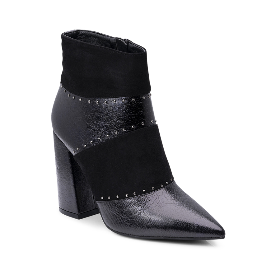 Botine dama elegante cu toc si tinte Negre Basma