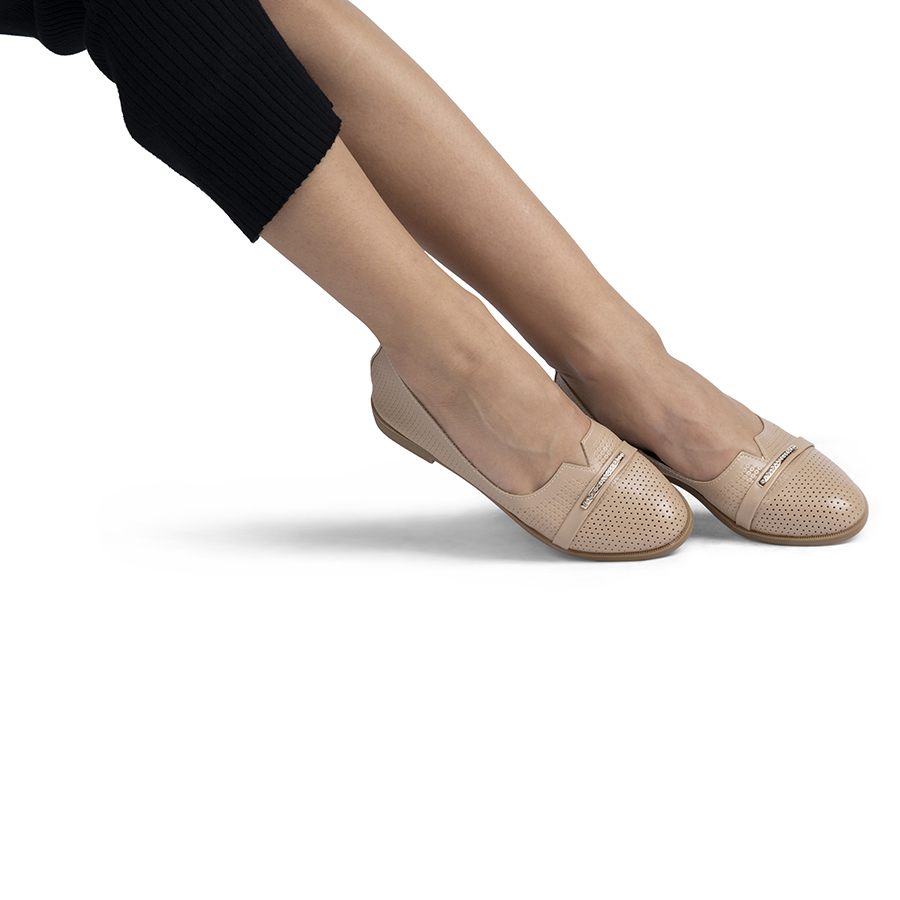 Pantofi dama casual perforati bej julia marimea 37