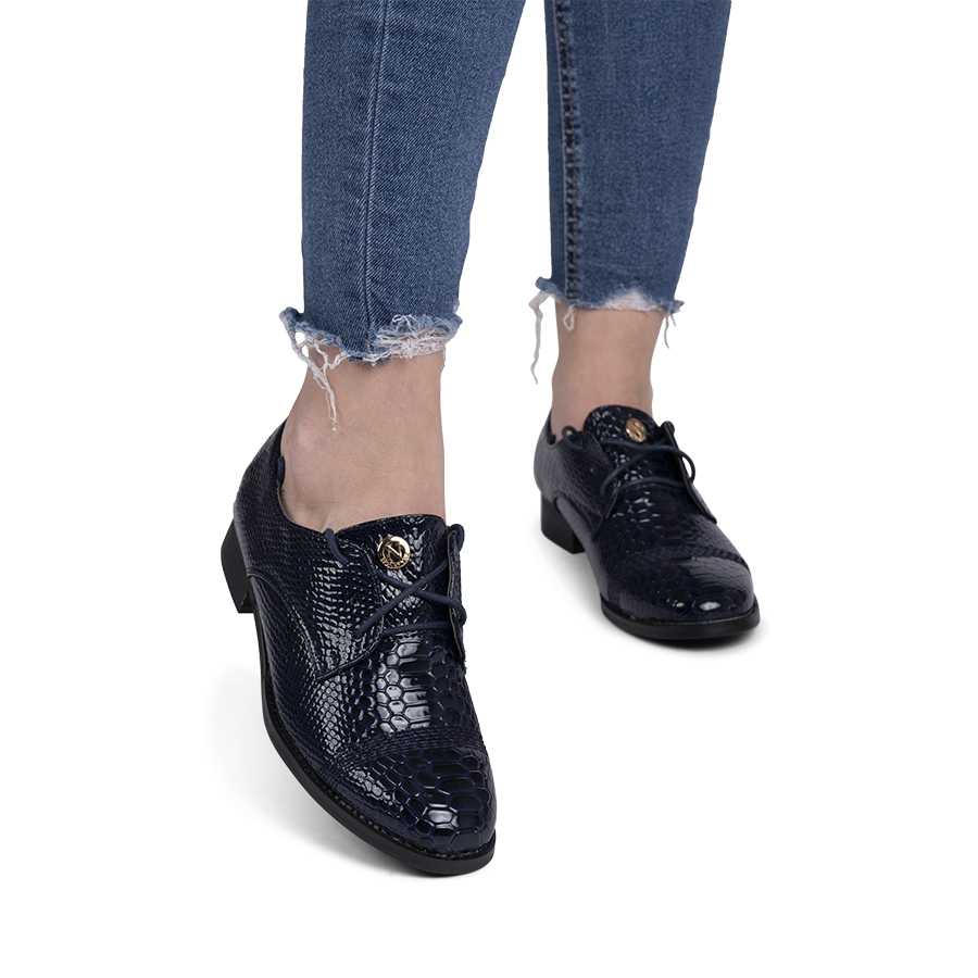 Pantofi dama din piele ecologica cu siret Albastri Zuzu