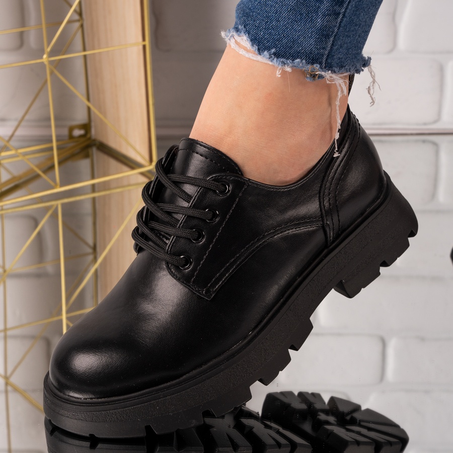 Pantofi dama casual din piele ecologica negri melike marimea 36