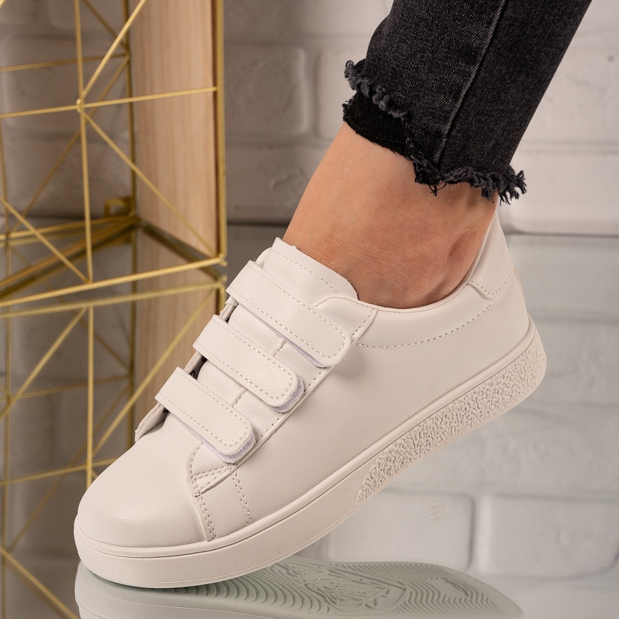 Sneakers dama din piele ecologica cu scai albi marta marimea 39