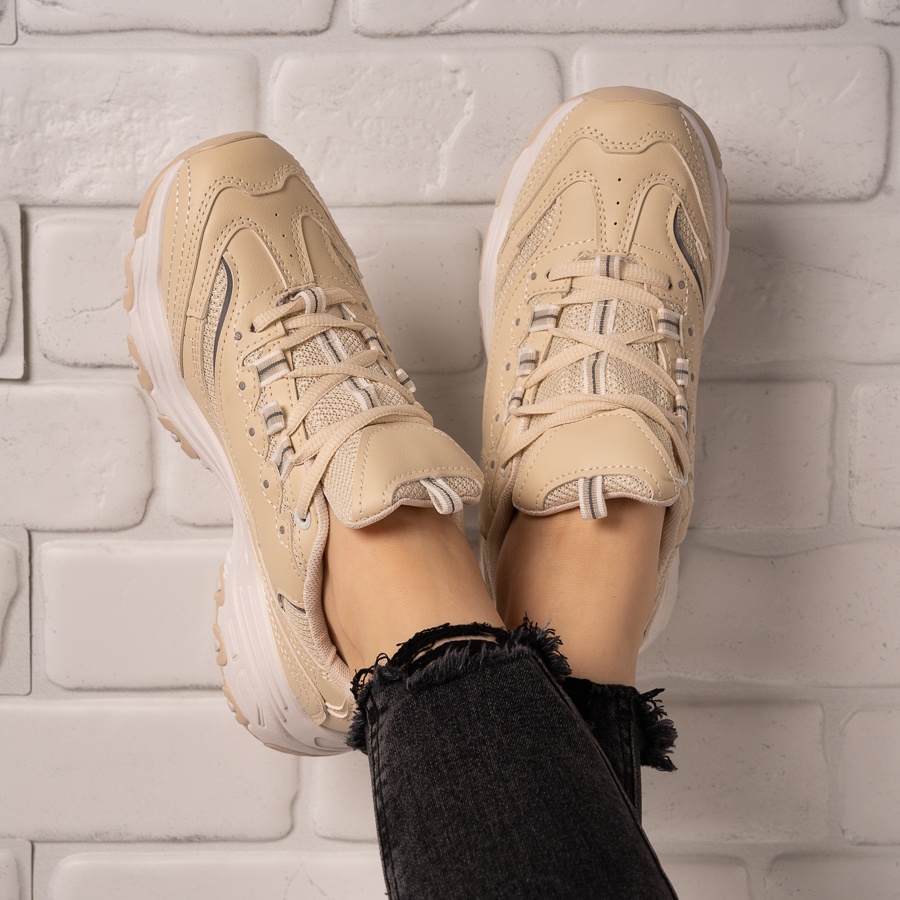 Sneakersi dama din material textil Bej Laura Marimea 39