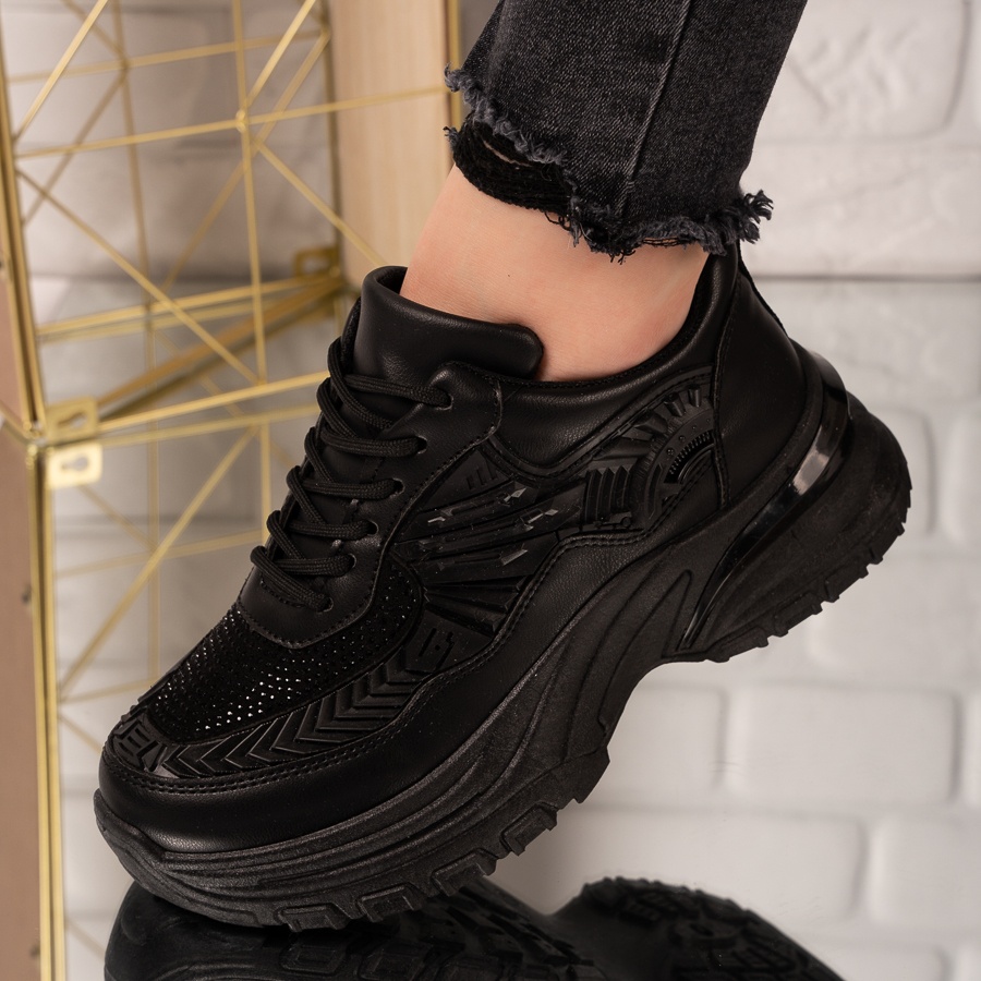 Sneakersi dama din piele ecologica negri cady marimea 36