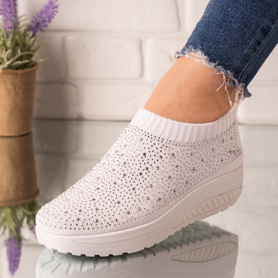 Sneakersi dama din material textil alb lanna marimea 36