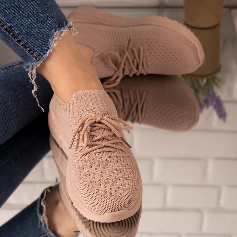 Sneakersi dama din material textil Roz Gia
