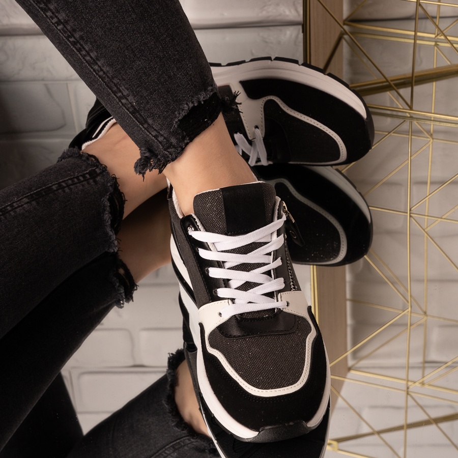 Sneakers dama din material textil Negri Silvia