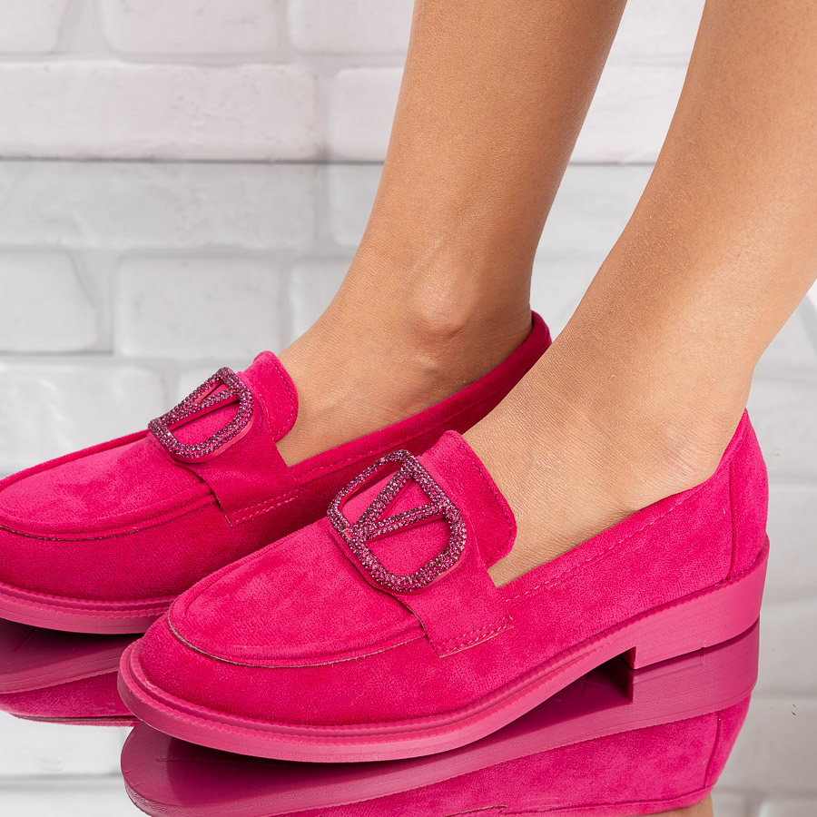 Pantofi dama casual din piele intoarsa Fucsia Erika