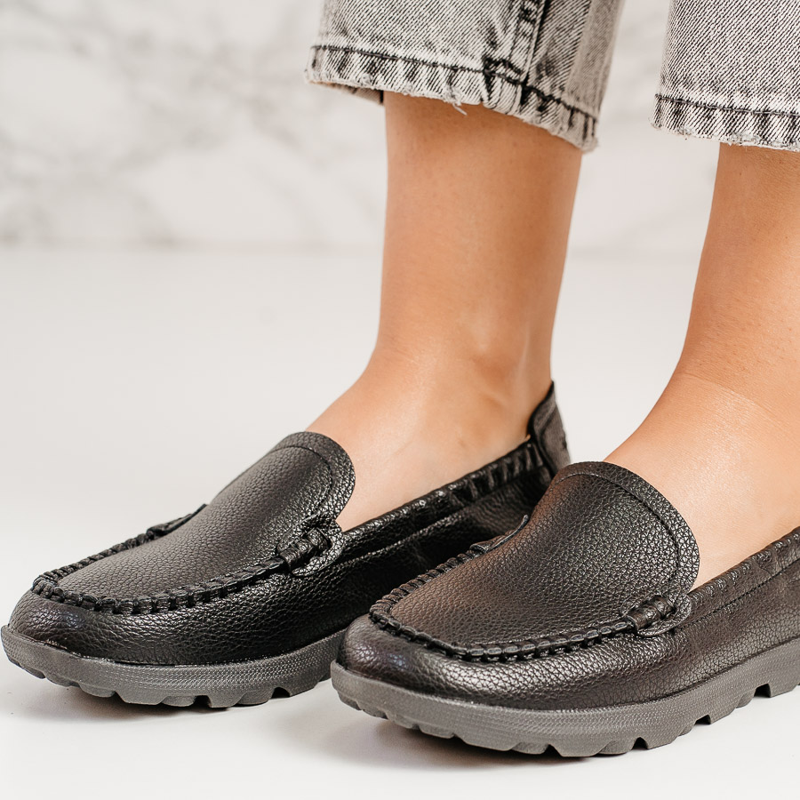 Pantofi dama casual din piele ecologica Negri Addie
