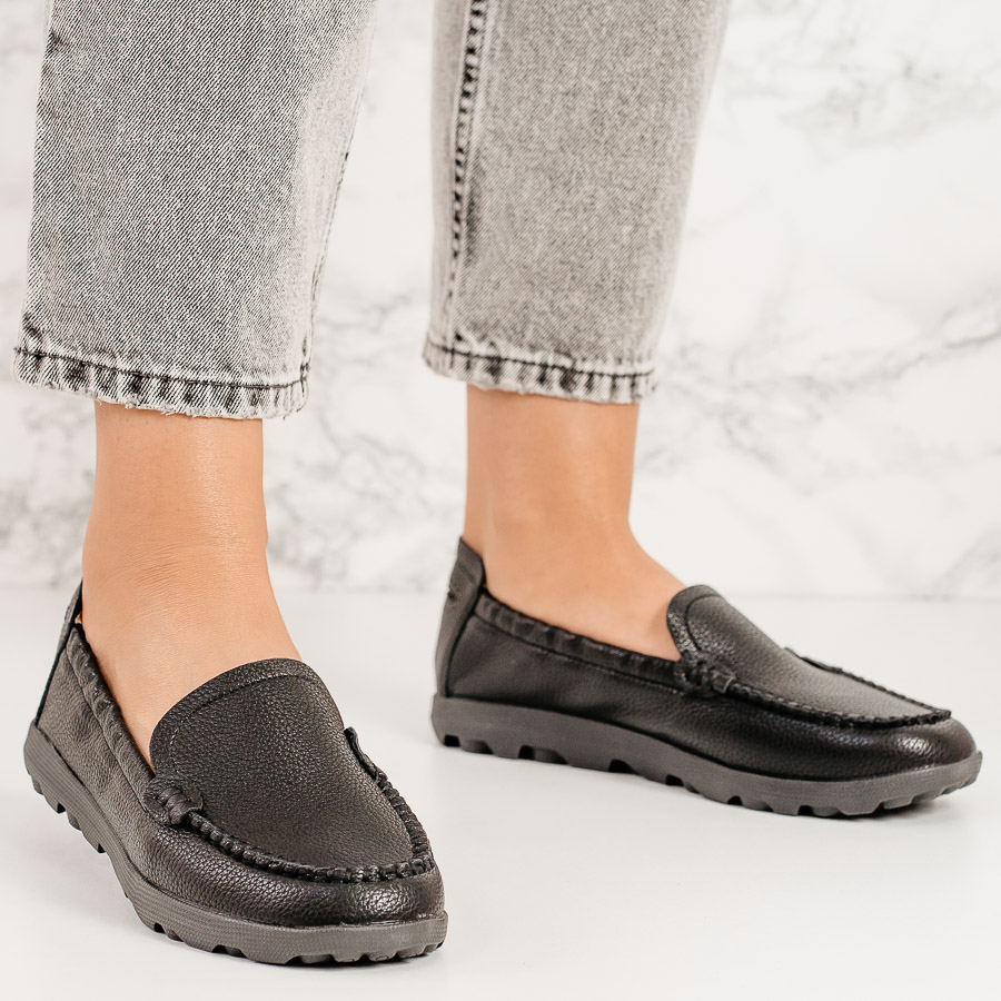 Pantofi dama casual din piele ecologica Negri Addie