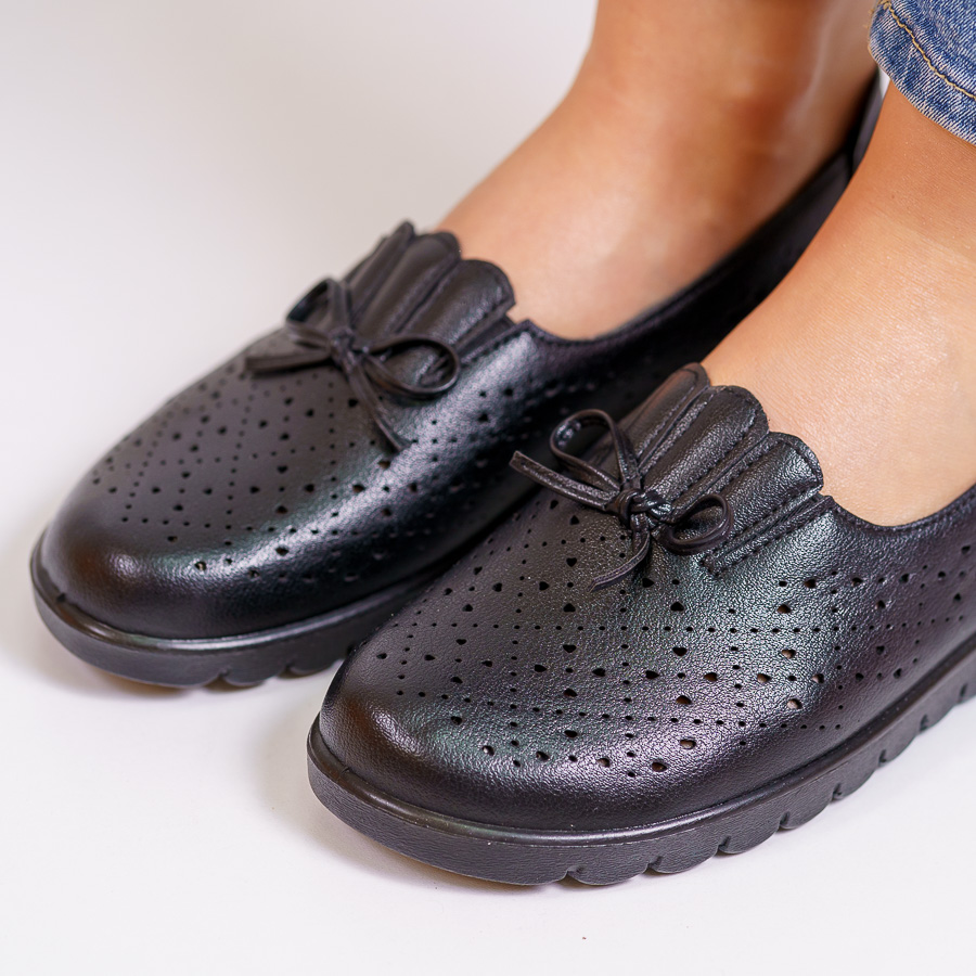 Pantofi dama casual din piele ecologica Negri Ilya