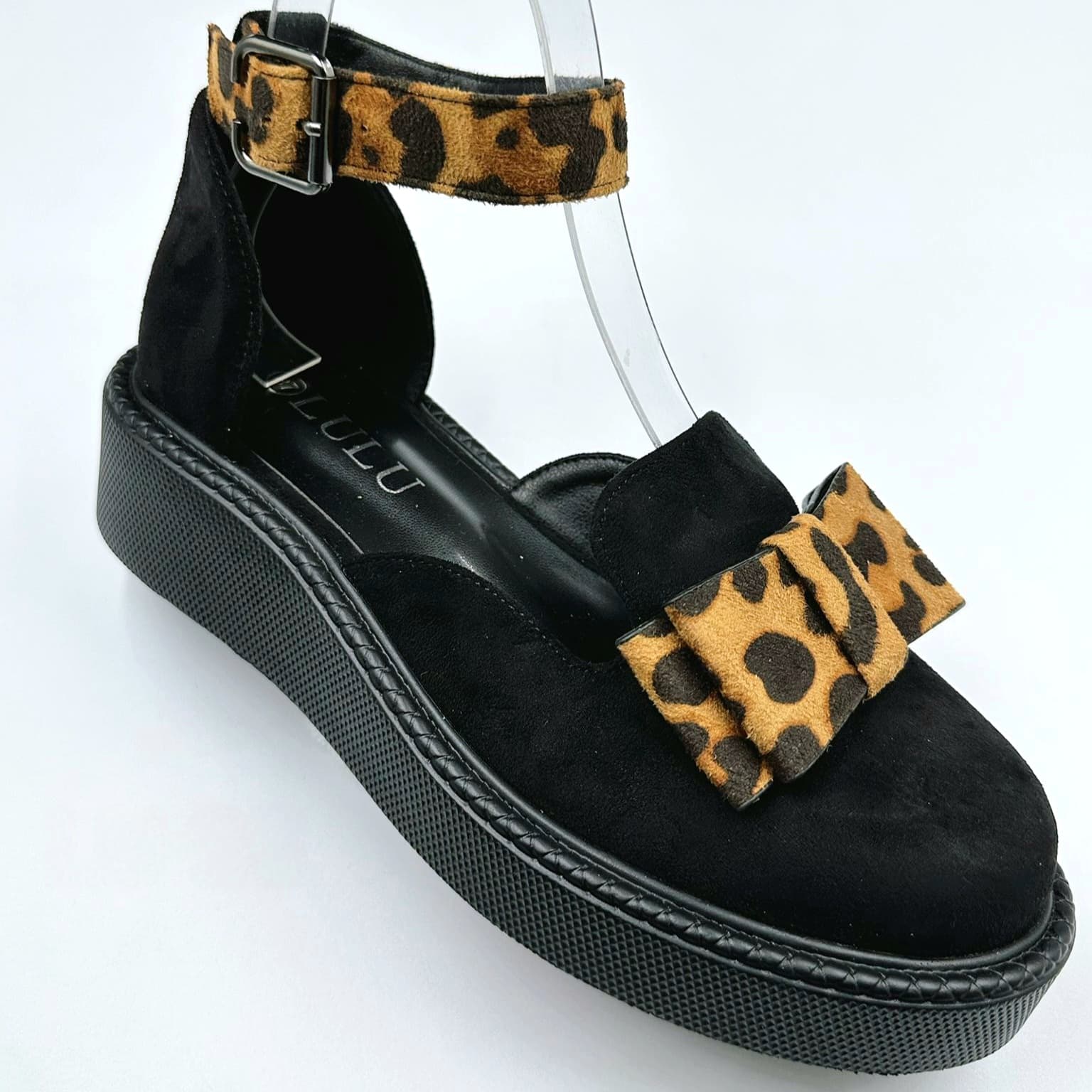 Pantofi dama casual din piele ecologica intoarsa Animal Print Sonia