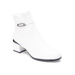 Botine cu toc patrat si lacuit Albe Cara