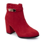 Botine dama cu toc elegante din piele ecologica intoarsa Rosii Maria