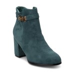 Botine dama cu toc elegante din piele ecologica intoarsa Verzi Maria