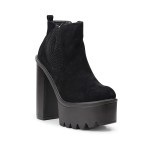 Botine dama cu toc patrat si platforma Negre Lahoma