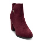 Botine dama cu toc si accesoriu auriu din piele intoarsa Grena Olga