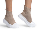 Sneakers dama tip soseta cu platforma Bej Ophelia