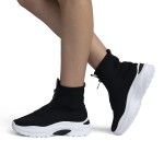 Sneakers dama tip sosete cu platforma si fermoar Negri Roberta