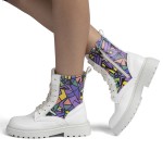 Bocanci dama din piele ecologica cu siret si model colorat Albi Doris