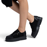 Pantofi dama casual din piele ecologica intoarsa Negri Juana