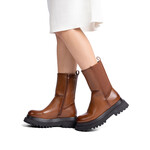 Ghete dama din piele ecologica Camel Hazel