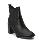 Botine dama din piele ecologica cu toc patrat Negre Clarita