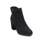 Botine dama din piele ecologica intoarsa Negre Emerald