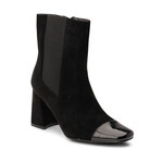 Botine dama elegante din piele ecologica intoarsa Negre Elania