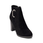Botine dama cu toc patrat Negre Celina