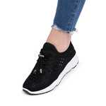Sneakersi dama din material textil cu detalii stralucitoare Negri Danety