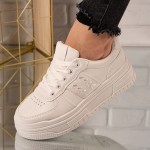 Sneakersi dama din piele ecologica cu model floral  Albi Elenore