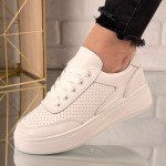 Sneakersi dama din piele ecologica Albi Aranka