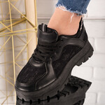 Sneakersi dama din piele ecologica Negri Sevil