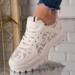 Sneakersi dama din piele ecologica Alb Sevil