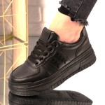 Sneakersi dama din piele ecologica cu model floral  Negri Elenore