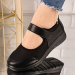 Pantofi dama casual din material textil si piele ecologica Negri Roxelana