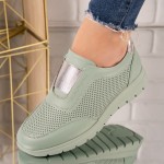 Sneakersi dama din piele ecologica perforata Verzi Mahinur