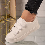 Sneakers dama din piele ecologica cu scai Albi Marta