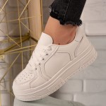 Sneakersi dama din piele ecologica Albi Laurie