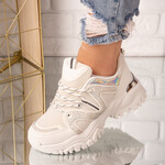 Sneakersi dama din piele ecologica Albi Osceola