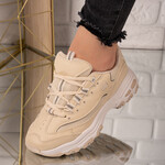 Sneakersi dama din material textil Bej Laura