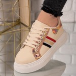 Sneakersi dama din piele ecologica Bej Cornelia