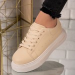 Sneakers dama din piele ecologica Bej Amber