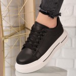 Sneakers dama din piele ecologica Negri Amber
