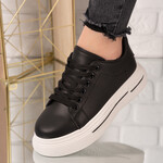 Sneakers dama din piele ecologica Negri Amber
