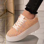Sneakersi dama din piele ecologica cu paiete Roz Hailey