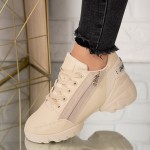 Sneakersi dama din piele ecologica Bej Sheila