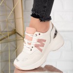 Sneakersi dama cu talpa inalta din piele ecologica Roz Yolanda
