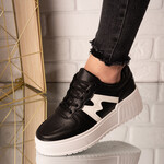 Sneakers dama din piele ecologica Negri Havana